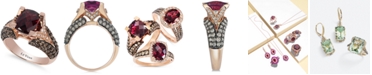 Le Vian Raspberry Rhodolite&reg; Garnet (3 ct. t.w.), Chocolate Diamonds&reg; (1-1/5 ct. t.w.) and White Diamond Accent Ring in 14k Rose Gold